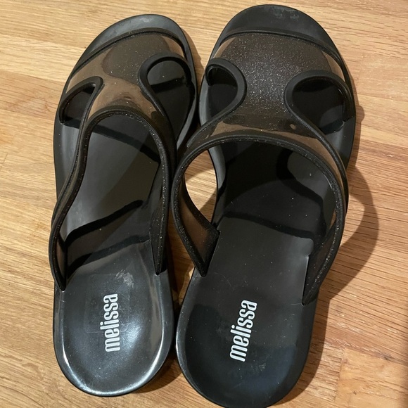 Melissa NEW Women's Black Glitter Sandals - Picture 2 of 4